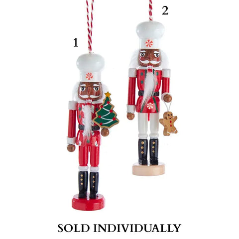 6" Wooden Black Chef Nutcracker Ornament (2 Styles – Sold individually)