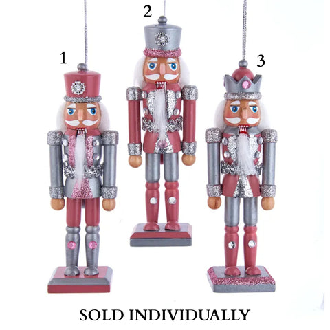 6" Pink and Pewter Nutcracker Ornaments (3 Styles – Sold individually)