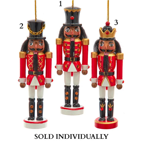 6" Red and White African American Nutcracker Ornaments (3 Styles – Sold individually)