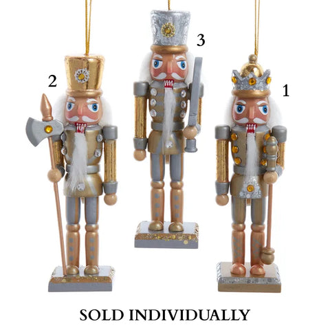 Gold & Silver Nutcracker Ornaments (3 Styles – Sold individually)