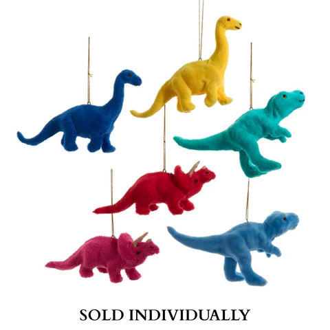 Fuzzy Colorful Dinosaur Ornaments (6 Styles – Sold individually)