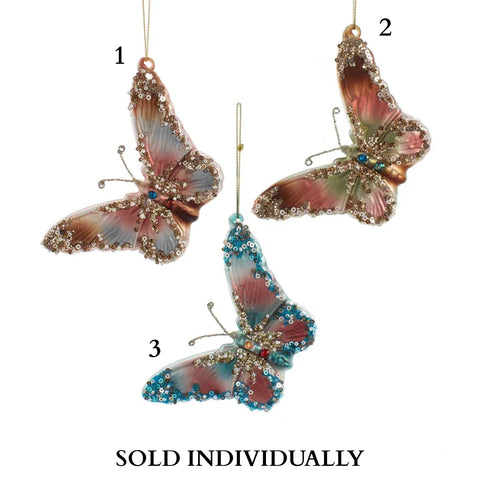 Glass Teal, Desert Rose & Butterfly Ornaments (3 Styles – Sold individually)