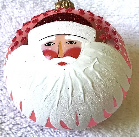 Windswept Royal Santa Glass Ball Ornament, 4.5"