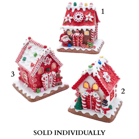 5.5" Battery-Operated LED Gingerbread Candy Houses (3 Styles – Sold individually)