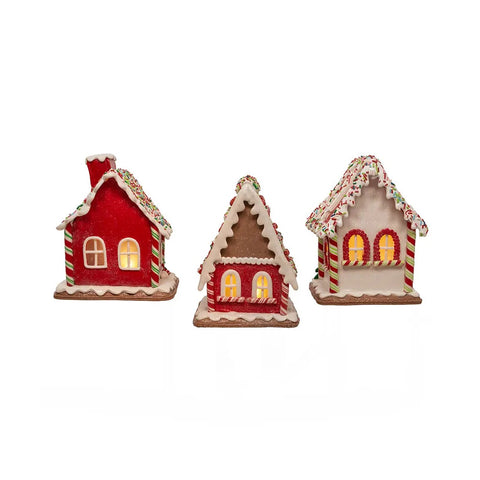 Battery-Operated LED Santa Gingerbread Houses, 7" (3 styles - sold individually)