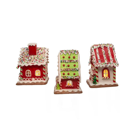 Battery-Operated LED Santa Gingerbread Houses, 7" (3 styles - sold individually)