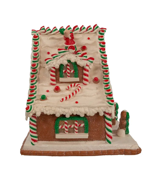 10.5" Battery Operated Light Up Santa's Workshop Claydough Gingerbread House