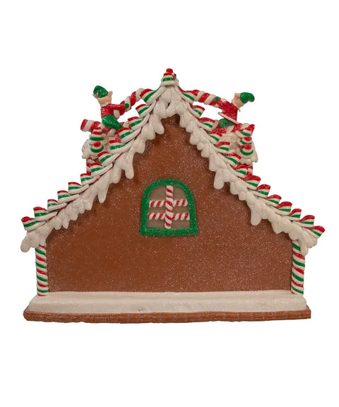 10.5" Battery Operated Light Up Santa's Workshop Claydough Gingerbread House