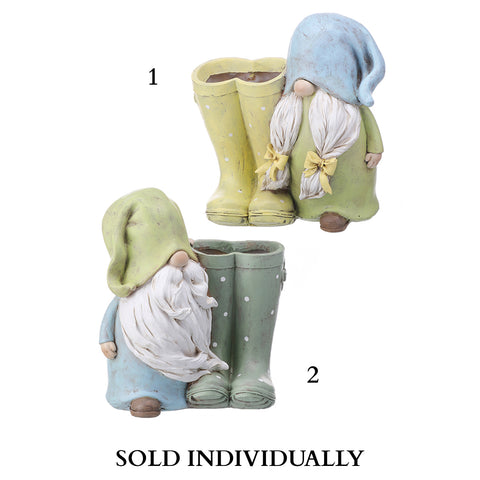 Resin Gnome With Boots Planter 7" (sold individually)