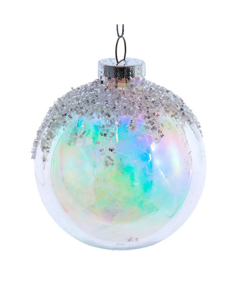 4.8" Plastic Glittered Iridescent Ball Ornament