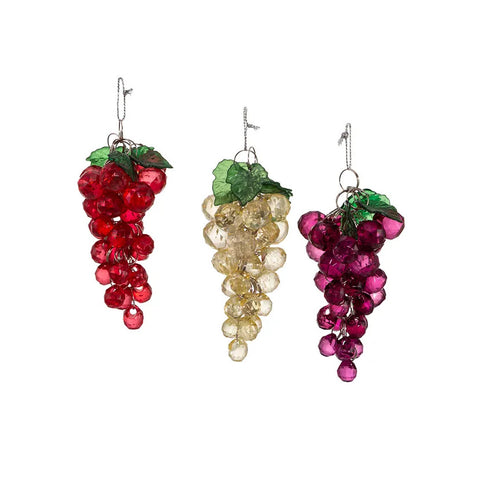 Beaded Grape Ornaments, 4" (3 styles - sold individually)