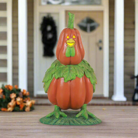 Halloween decor Rooster in front of the home.