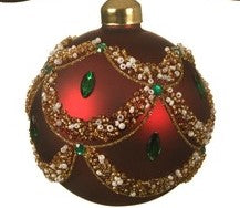 Glass Ornaments w/Diamond Bead 3.15" diameter (4 matte colors available - sold individually) - Pick up only
