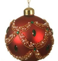 Glass Ornaments w/Diamond Bead 3.15" diameter (4 matte colors available - sold individually) - Pick up only