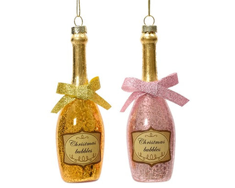 Christmas "Bubbles" Glass Ornament (Gold or Pink) 5" H