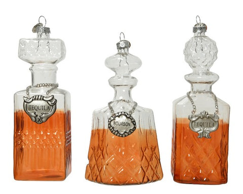 Liquor Bottle Ornaments, plastic (3 assorted styles) 12cm H