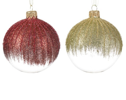 Clear top Ornament w/ Glittered Lines  (2 Colors available)