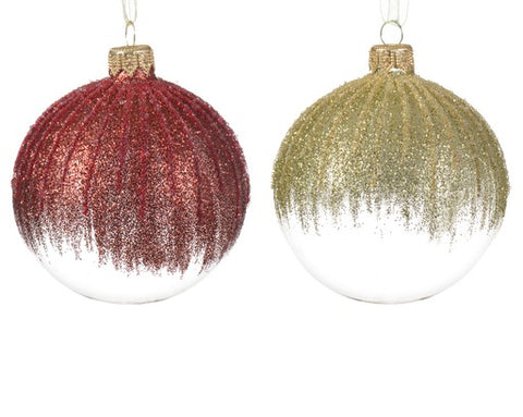 Clear top Ornament w/ Glittered Lines  (2 Colors available - sold individually) - Pick up only