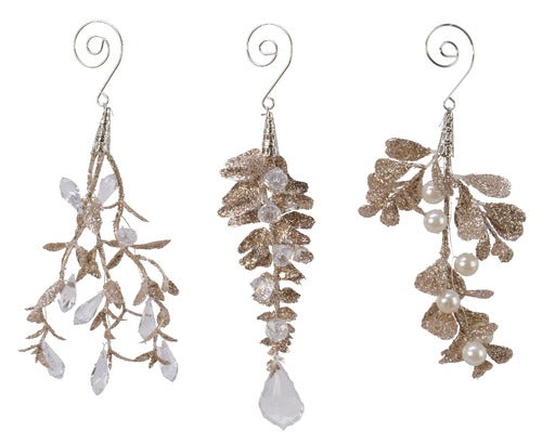 Glittered Leaf (Plastic) 3 assorted styles