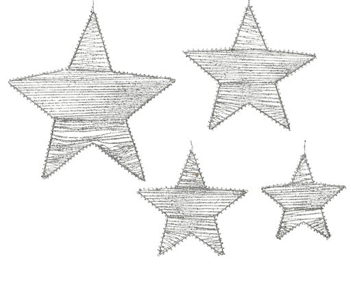 Glittered Metal Star Ornament (set of 4)