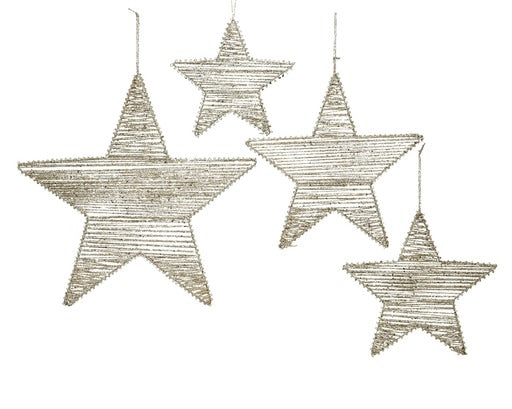 Glittered Metal Star in a Champagne color (set of 4)