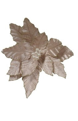 Glittered Velvet Poinsettia Clip-on,  (2 assorted styles) 30cm diameter (sold individually)