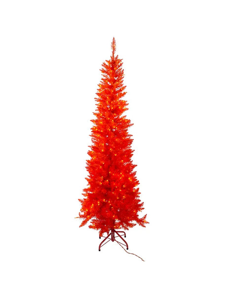 6' Pre-Lit Orange Incandescent Orange Slim Tree