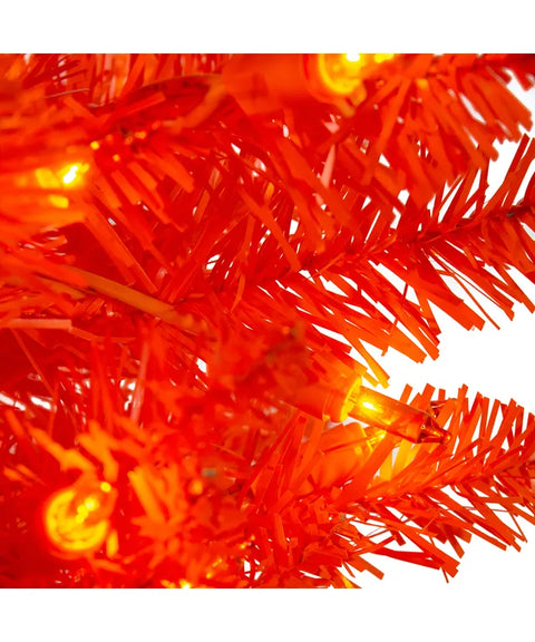 6' Pre-Lit Orange Incandescent Orange Slim Tree