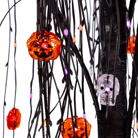 Pre-Lit Decorated Halloween Willow Tree, 6'