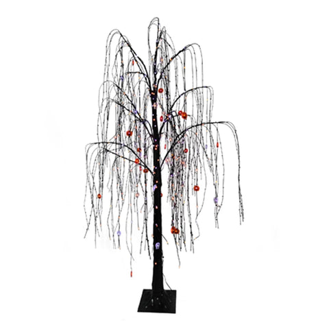 Pre-Lit Decorated Halloween Willow Tree, 6'