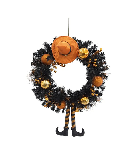 33" Orange Halloween Wreath