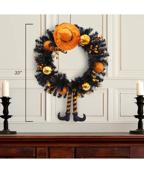 33" Orange Halloween Wreath