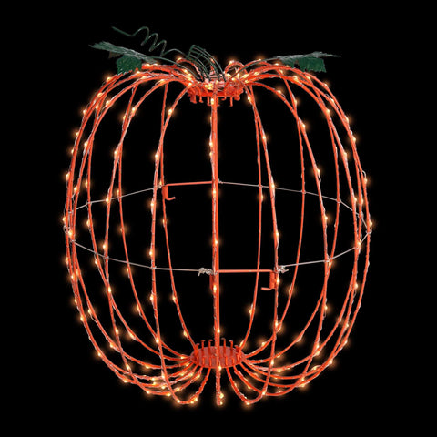 Foldable Orange-Frame Big Seed LED Pumpkin, 15.7"