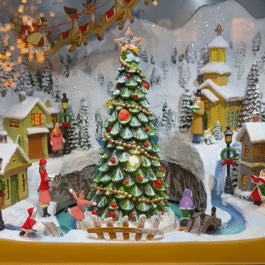 Musical TV w/ Santa and Rotating Skaters Snow Globe, 13"