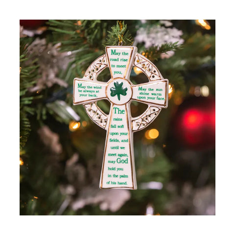 Ceramic Irish Blessing Cross Ornament