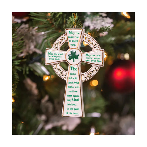 Ceramic Irish Blessing Cross Ornament
