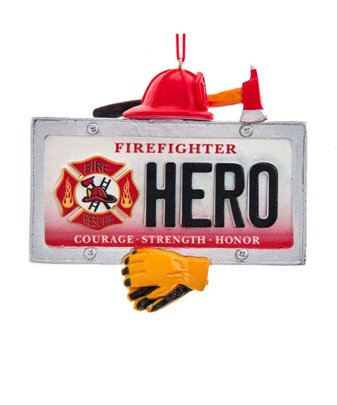 "Firefighter Hero" License Plate Ornament
