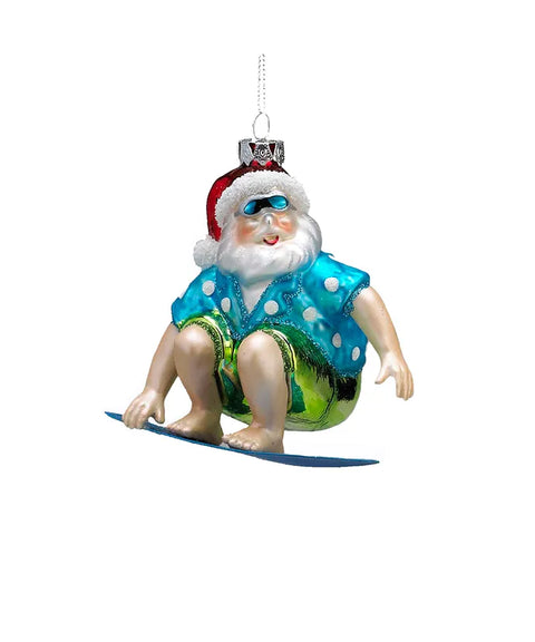 Beach Santa Glass Ornament