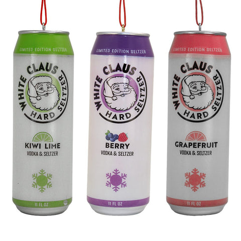 White Claus Hard Seltzer Ornament, 4.375" (3 styles - sold individually)