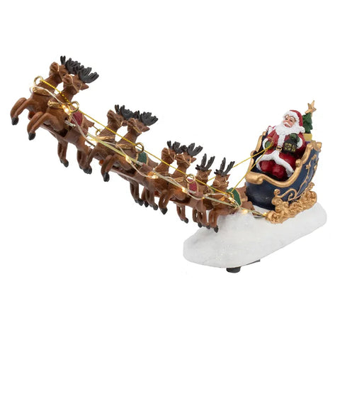 7" Battery-Operated LED Santa With Sleigh Table Piece