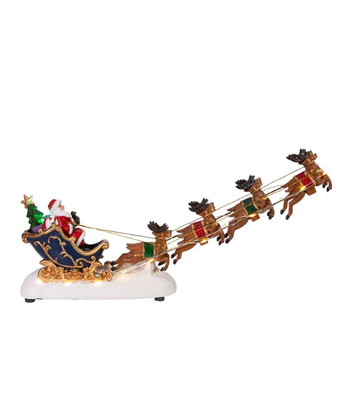 7" Battery-Operated LED Santa With Sleigh Table Piece