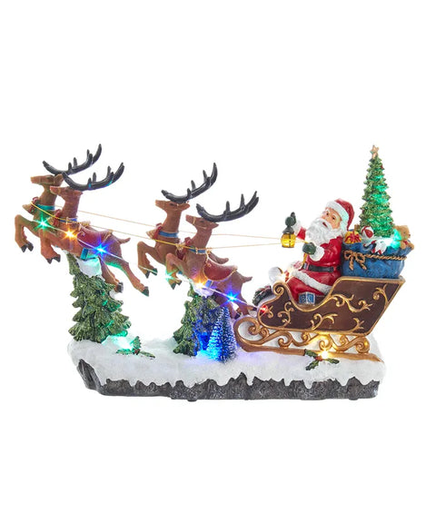 8.7" Battery-Operated LED Musical Santa and Sleigh Table Piece