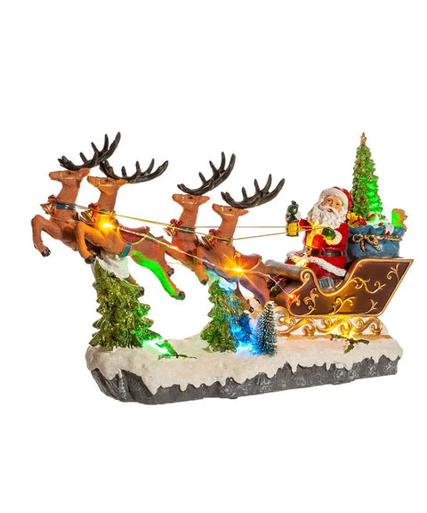 8.7" Battery-Operated LED Musical Santa and Sleigh Table Piece