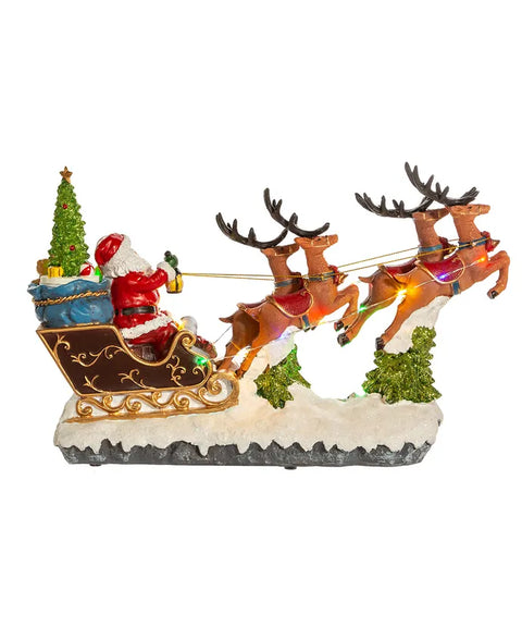 8.7" Battery-Operated LED Musical Santa and Sleigh Table Piece