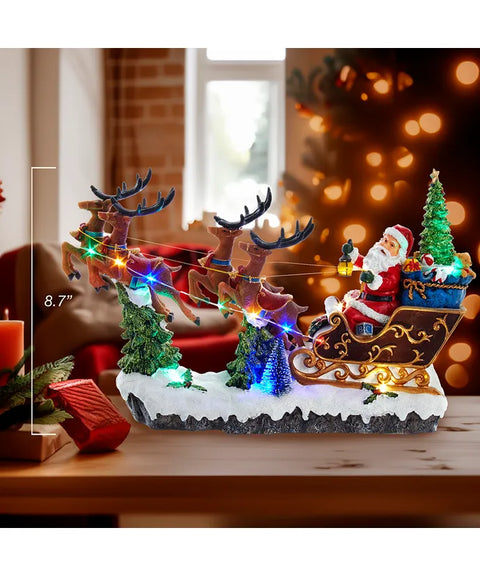 8.7" Battery-Operated LED Musical Santa and Sleigh Table Piece