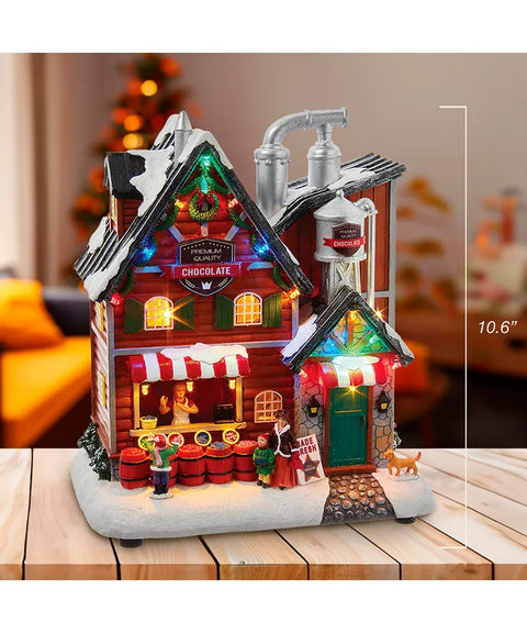 10.63" Battery-Operated Light-Up Musical Chocolate Factory