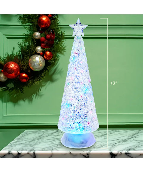 13" Battery-Operated RGB LED Light Up Christmas Tree With Water