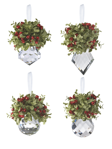 5" Mistletoe Crystal Ornaments (sold individually)