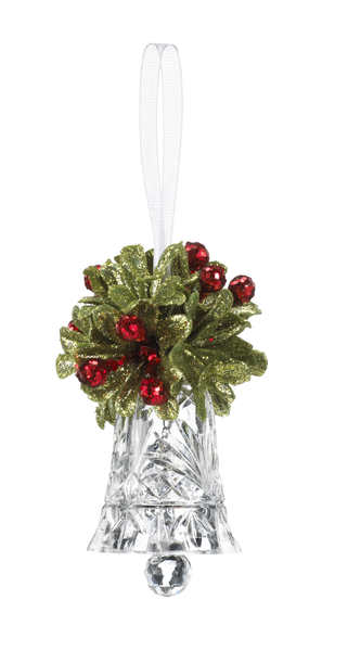 3"H Teeny Mistletoe Krystal Bell Ornament