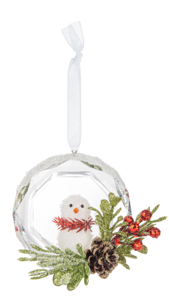 3.25"D Krystal Snow Globe Snowman Ornament